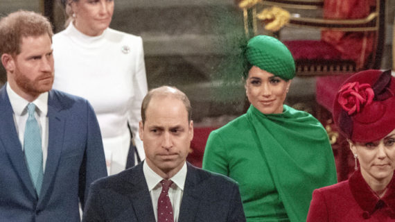 From left, Britain's Prince Harry, Prince William, Meghan Duchess of Sussex and Kate, Duchess of Cambridge leave the annual Commonwealth Service at Westminster Abbey in London. AP photo.