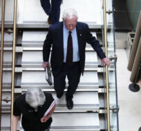 David Johnston, Independent Special Rapporteur on Foreign Interference, leaves after presenting his first report in Ottawa on May 23, 2023. Sean Kilpatrick/The Canadian Press.