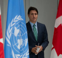 Prime Minister Justin Trudeau makes his way to the podium for a news conference at the Canadian Permanent Mission, in New York, Thursday, Sept. 21, 2023. Adrian Wyld/The Canadian Press. 