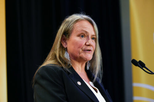 Kimberly Murray speaks after being appointed as Independent Special Interlocutor for Missing Children and Unmarked Graves and Burial Sites associated with Indian Residential Schools, at a news conference in Ottawa, on Wednesday, June 8, 2022. Justin Tang/The Canadian Press. 